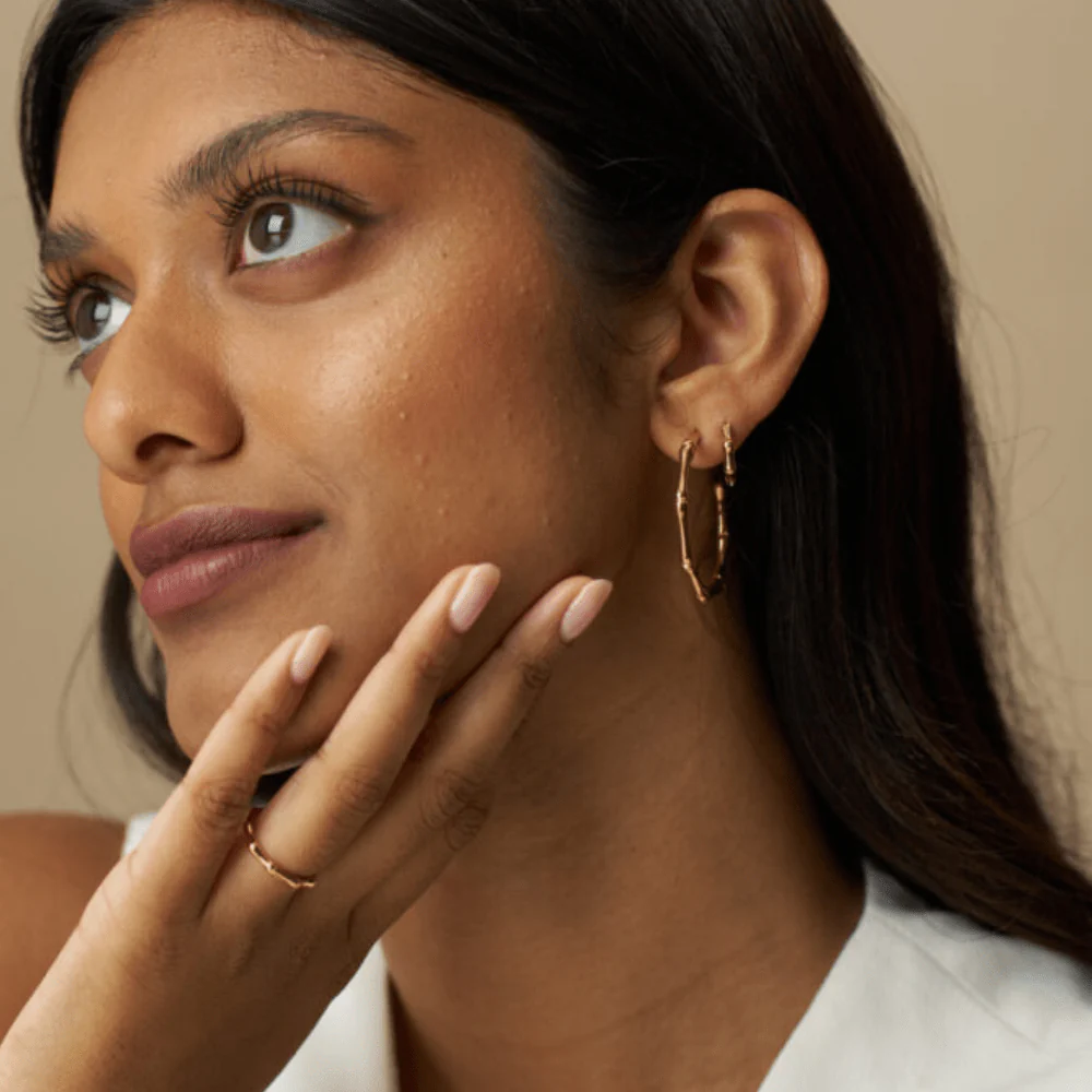 LUXE Polished Bamboo Large Hoop Earrings - Image 2