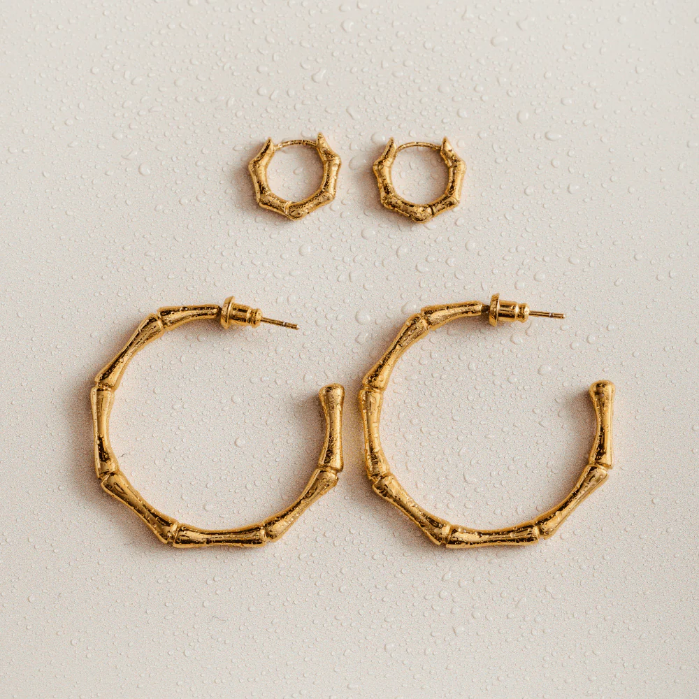 LUXE Polished Bamboo Large Hoop Earrings - Image 3