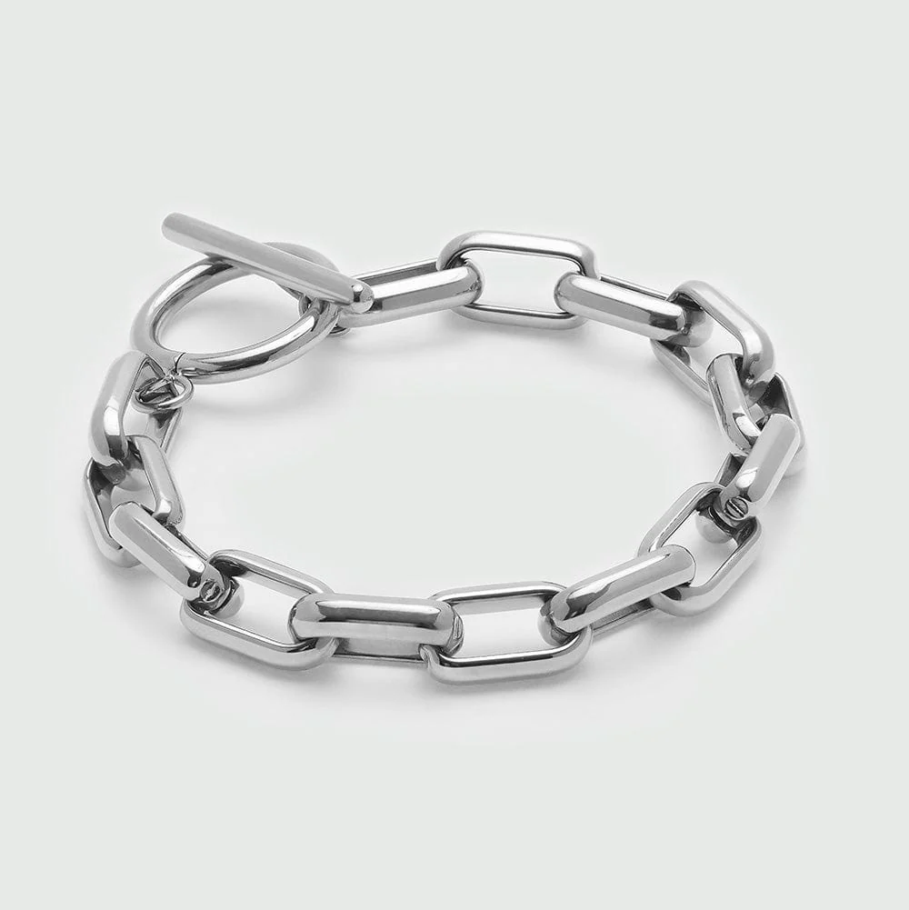 LUXE Rectangle Link T-Bar Bracelet - Silver - Image 3