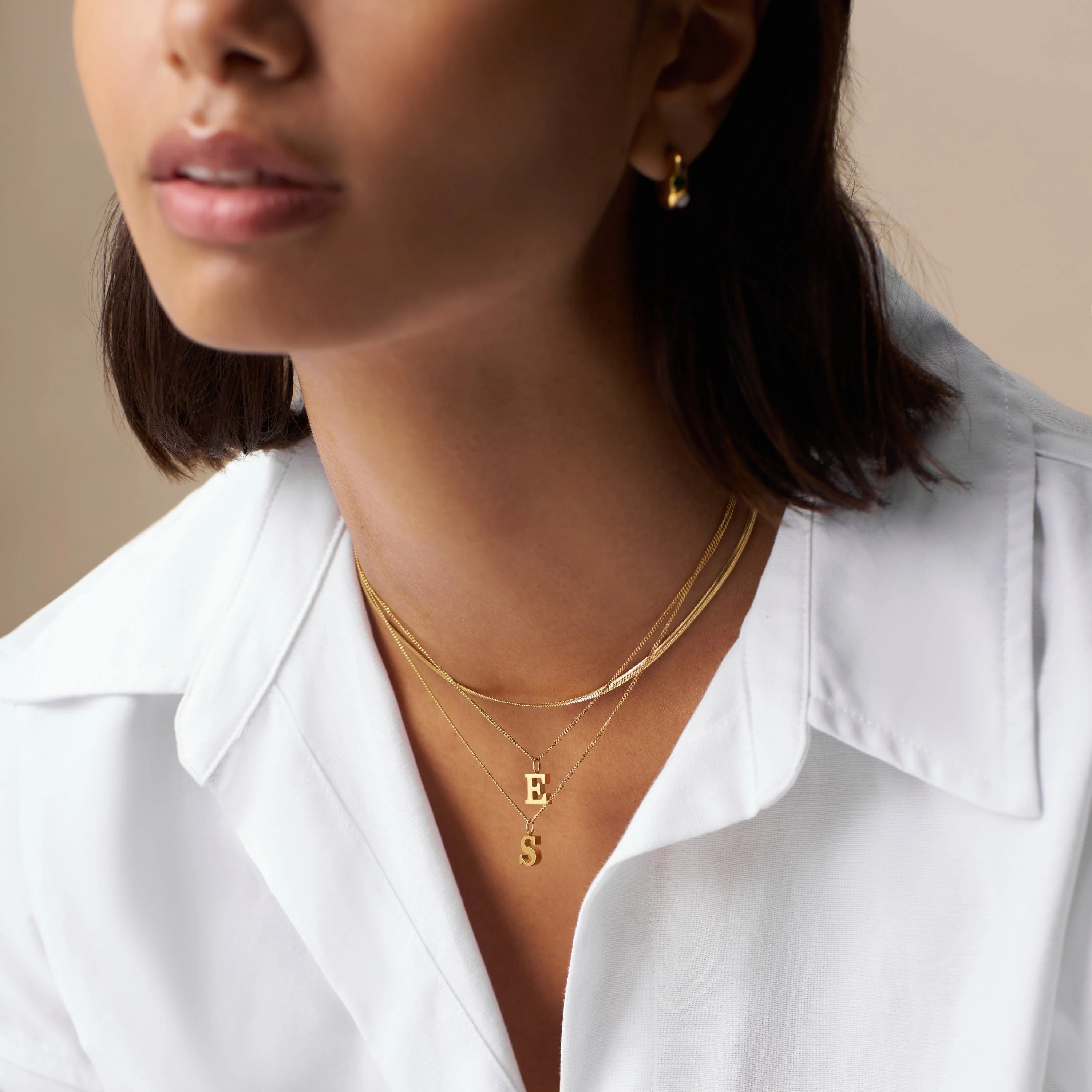 LUXE S Initial Necklace - Gold - Image 2