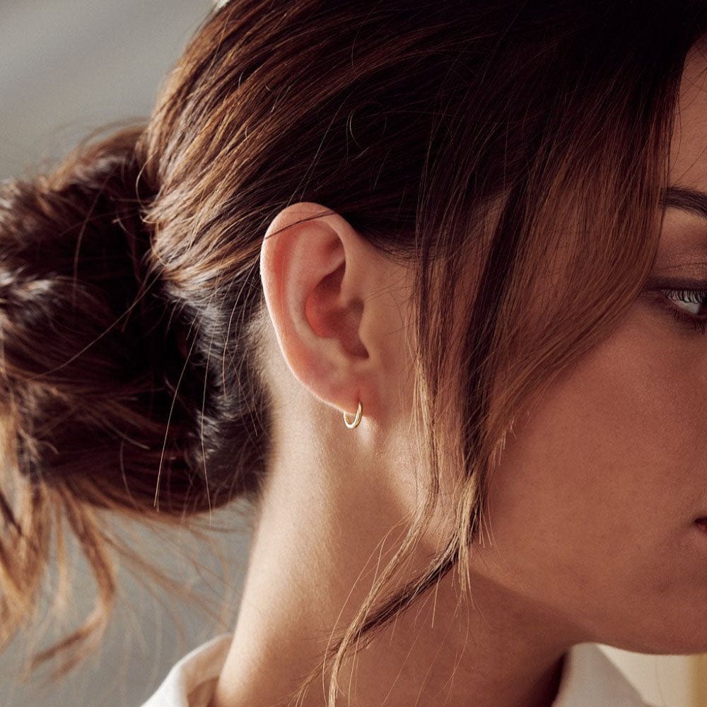 Mini Micro Hoop Earrings - Gold - Image 3