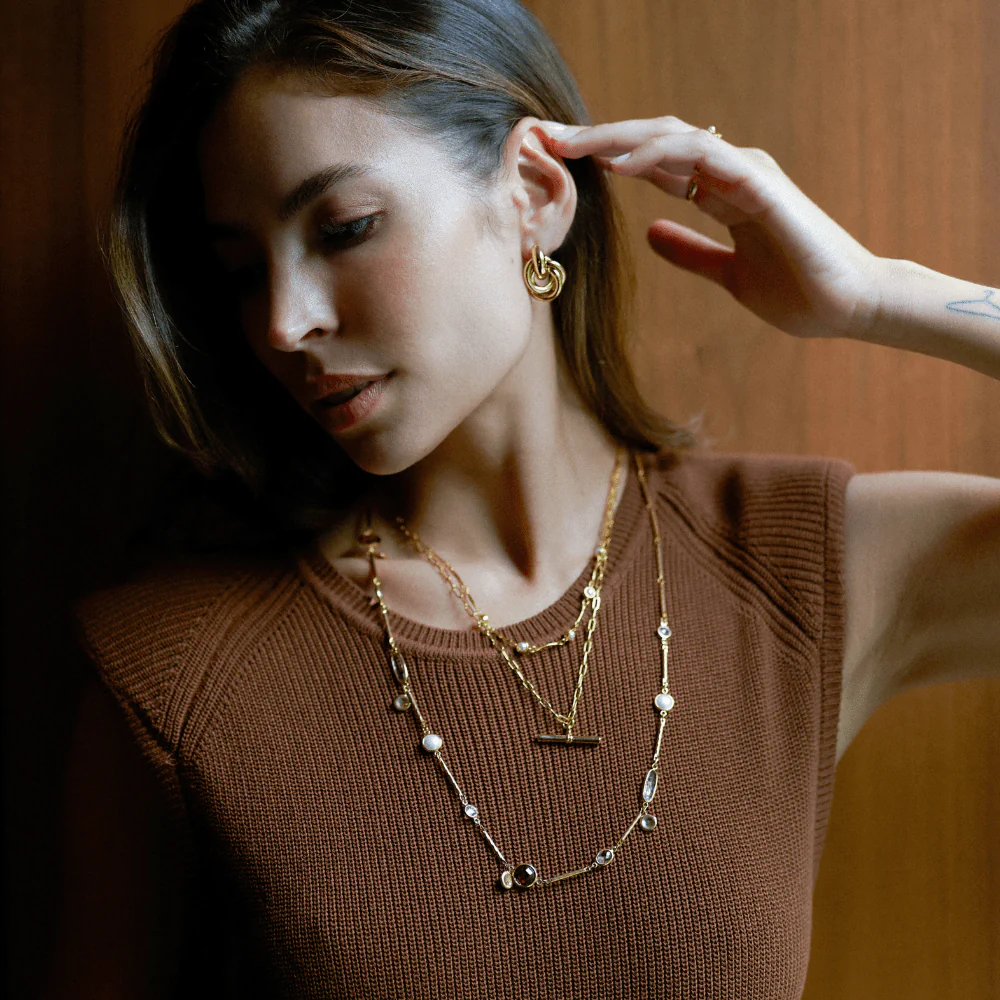 Mixed Bead & Coin Long Link Necklace - Image 4