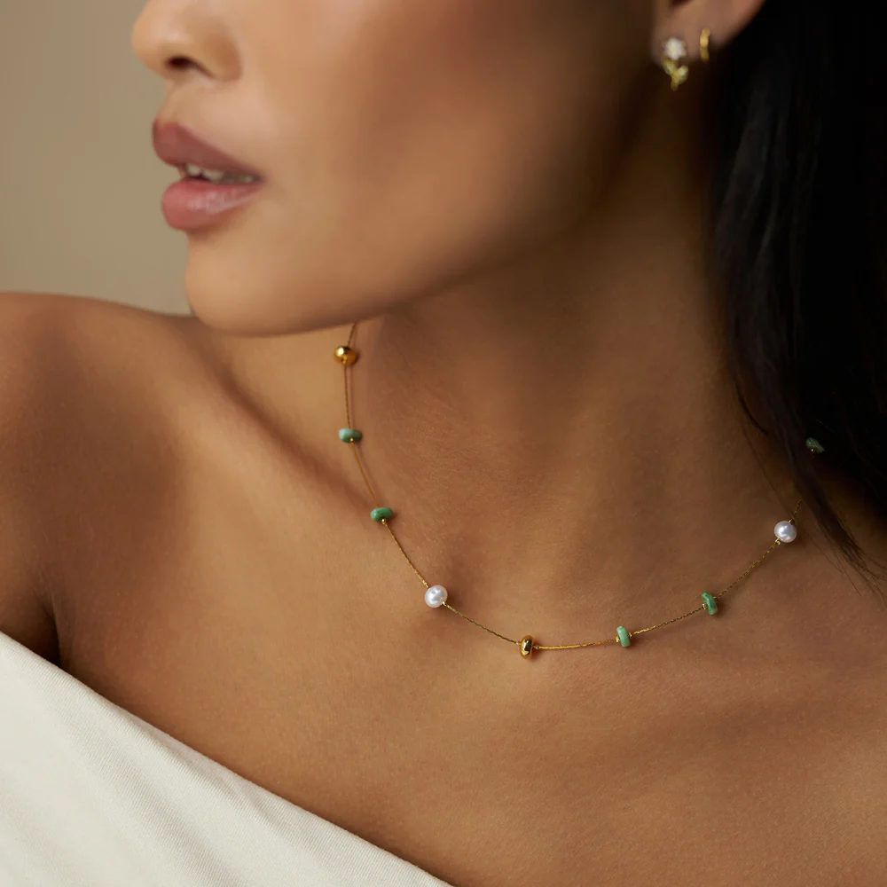 Mixed Bead & Pearl Fine Necklace - Image 2