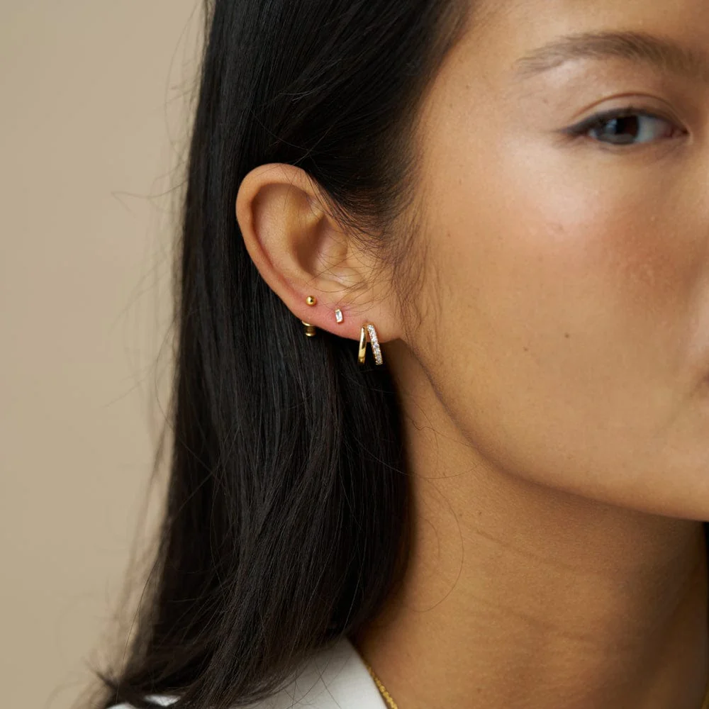 Mixed Stud & Illusion Hoop Ear Stacking Set - Image 2