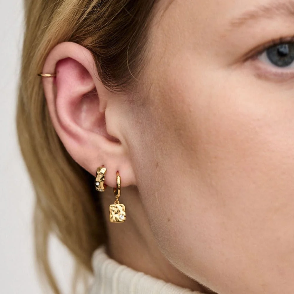 Molten Huggie Hoop Earrings Made With Swarovski® Crystals - Image 2
