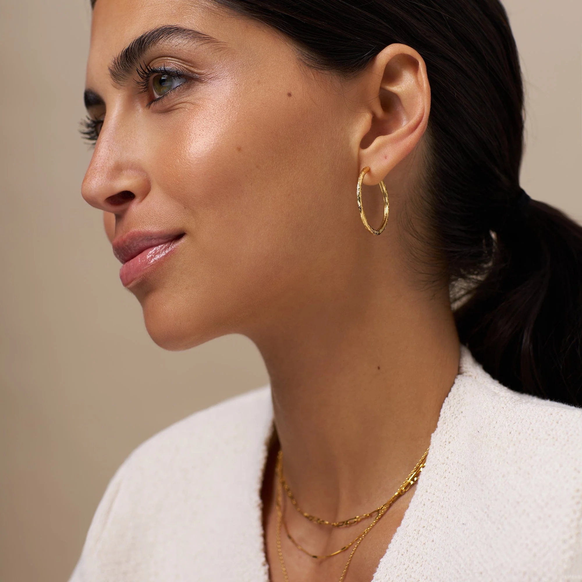 Molten Mid-Sized Hoop Earrings - Image 3
