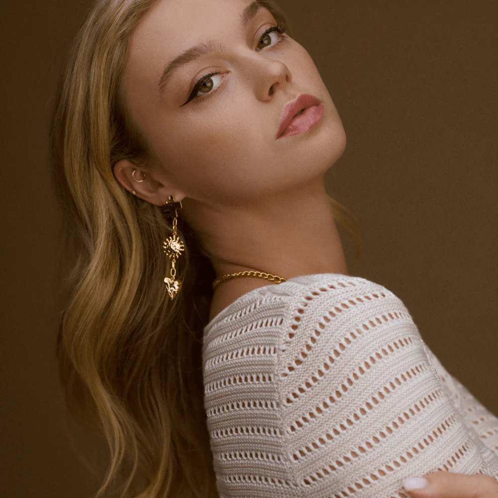 Molten Statement Charm Drop Earrings - Image 2