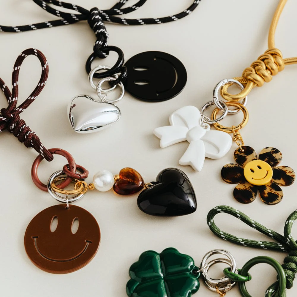 Monochrome Happy Face Bag Charm Bundle - Image 3