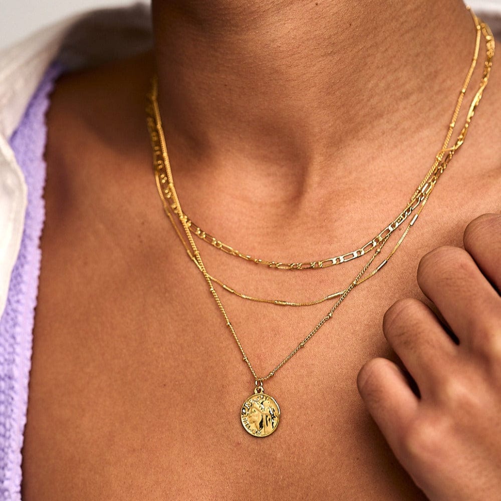 Multi Row Coin Necklace - Gold - Image 3