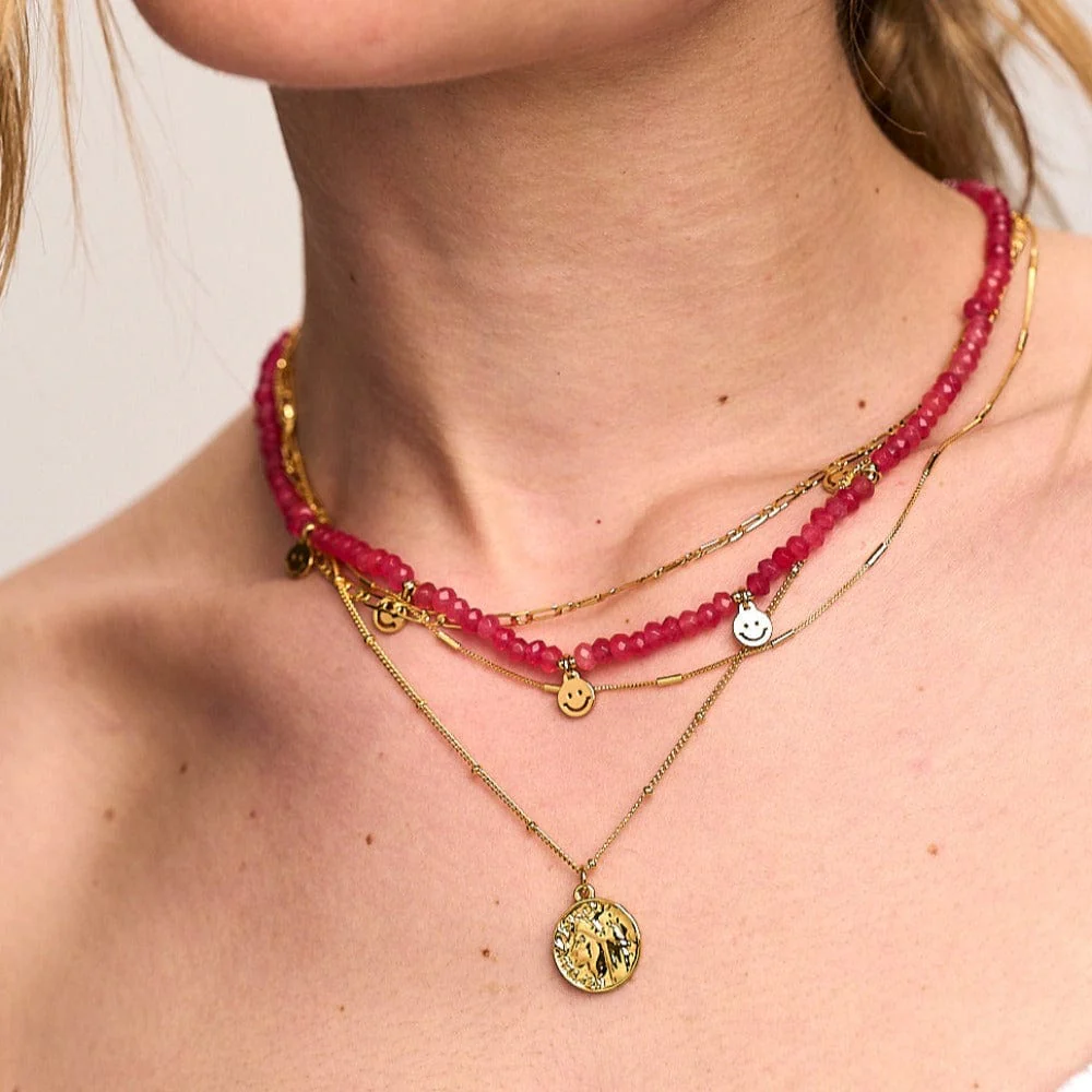 Multi Row Coin Necklace - Gold - Image 5
