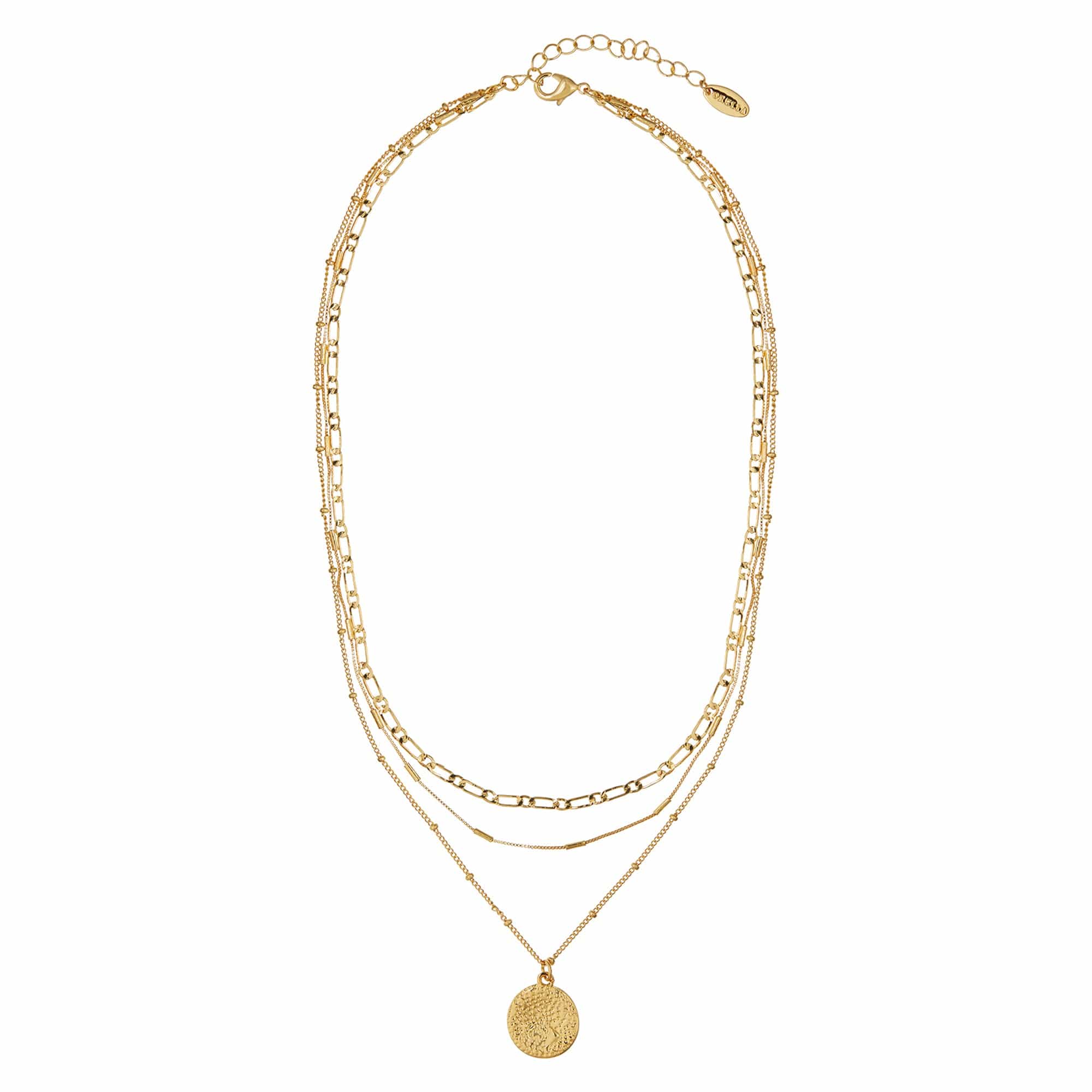 Multi Row Coin Necklace - Gold - Image 6