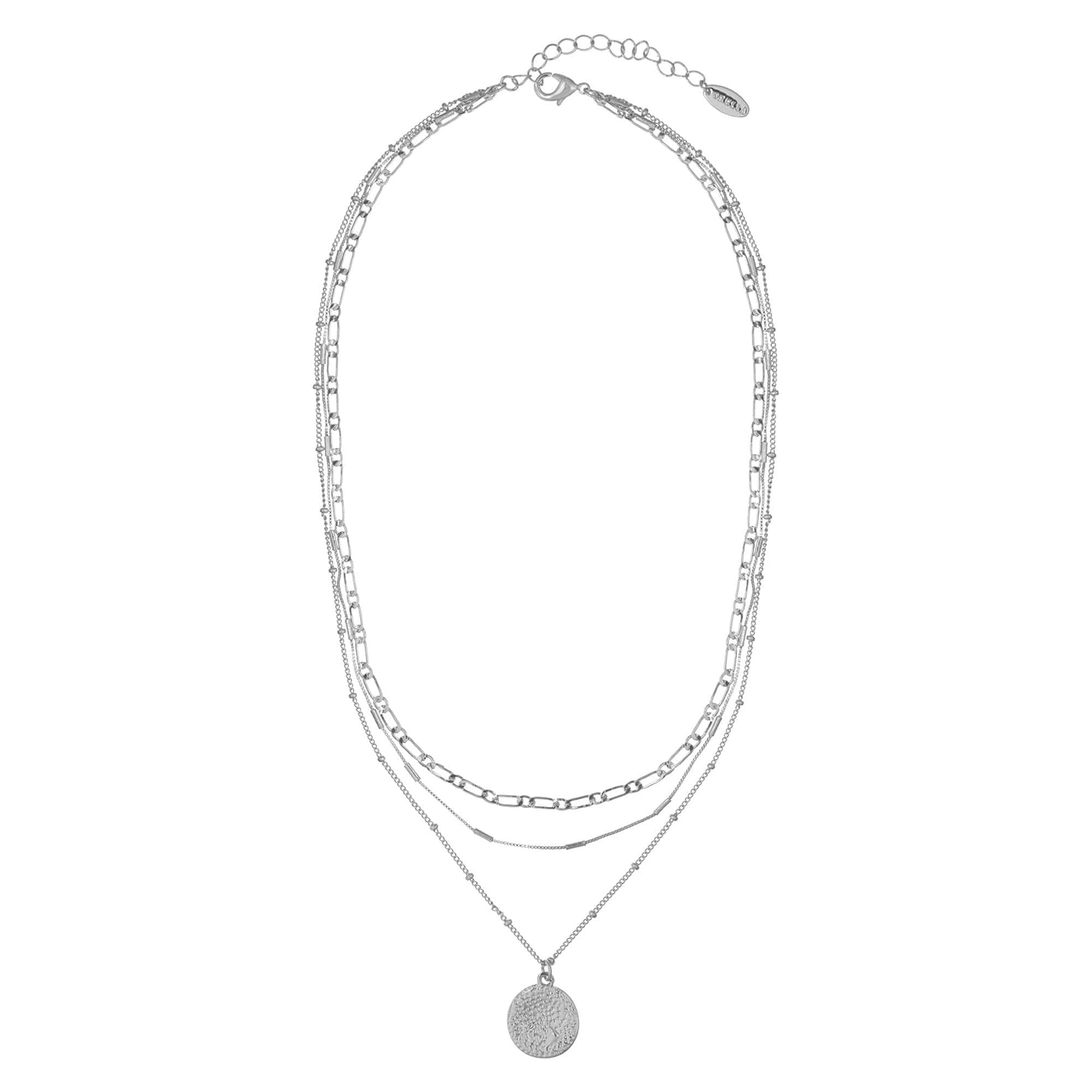 Multi Row Coin Necklace - Silver - Image 3