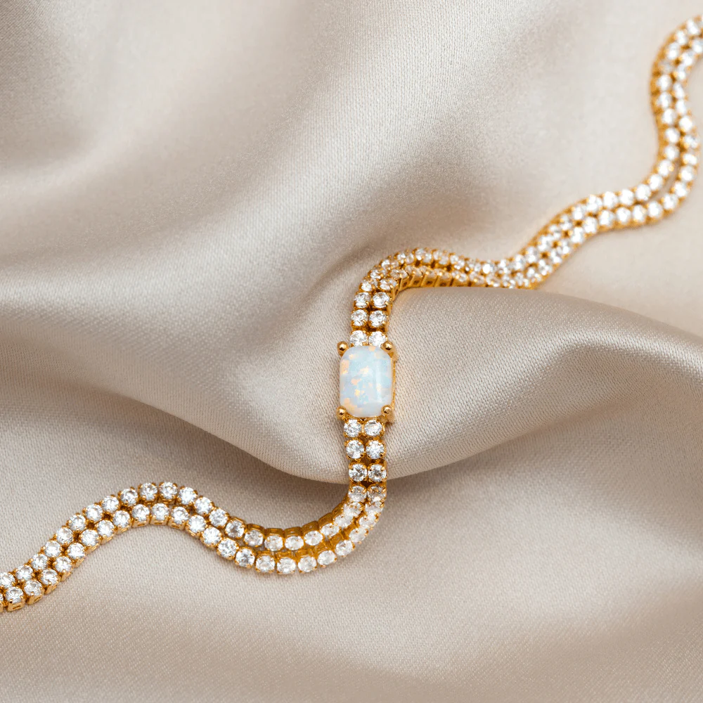 Opal & Crystal Double Row Tennis Bracelet - Image 4