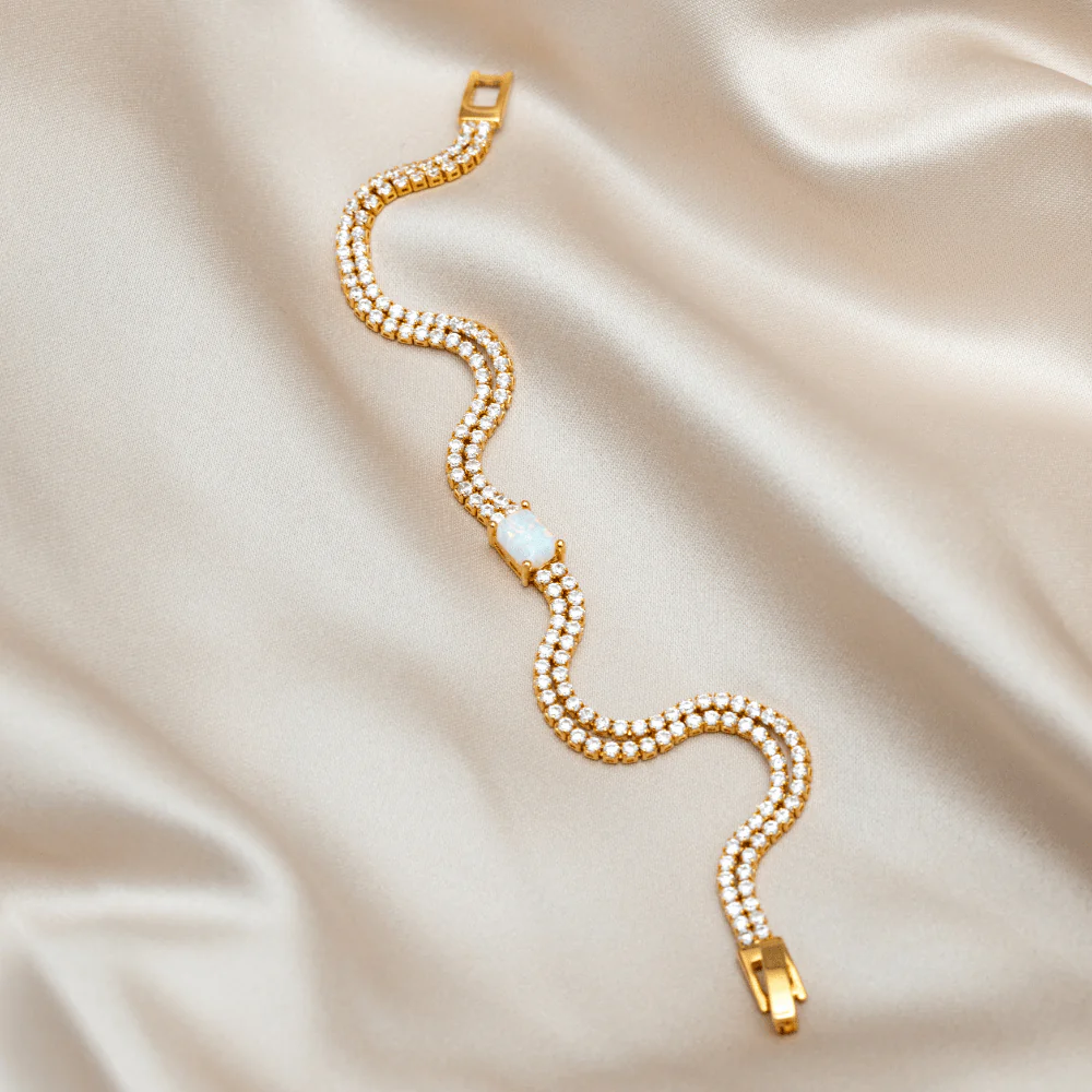 Opal & Crystal Double Row Tennis Bracelet - Image 5