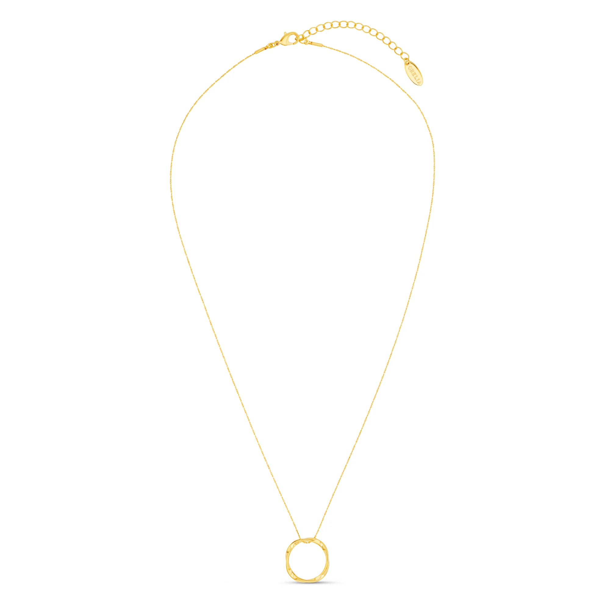 Open Circle Mid Length Necklace - Gold - Image 5
