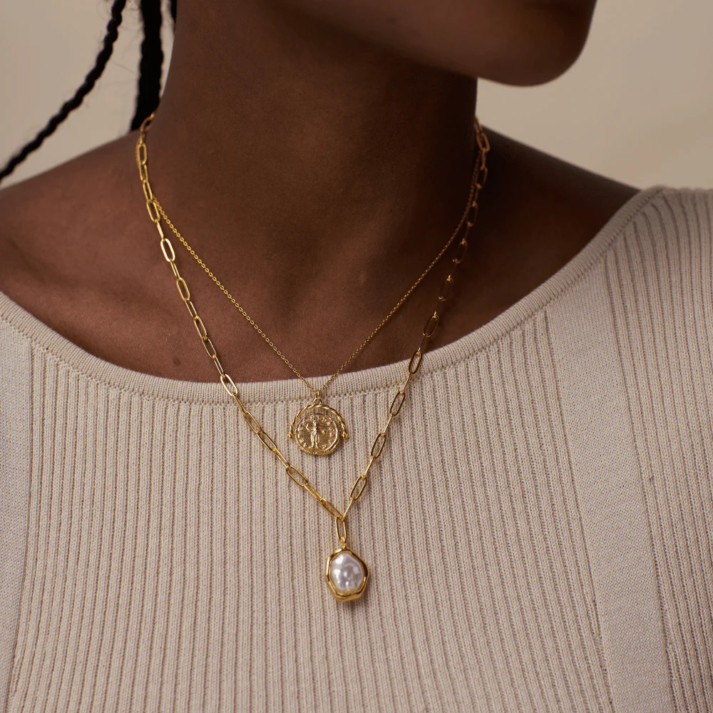 Organic Molten Pearl Pendant Necklace - Image 2
