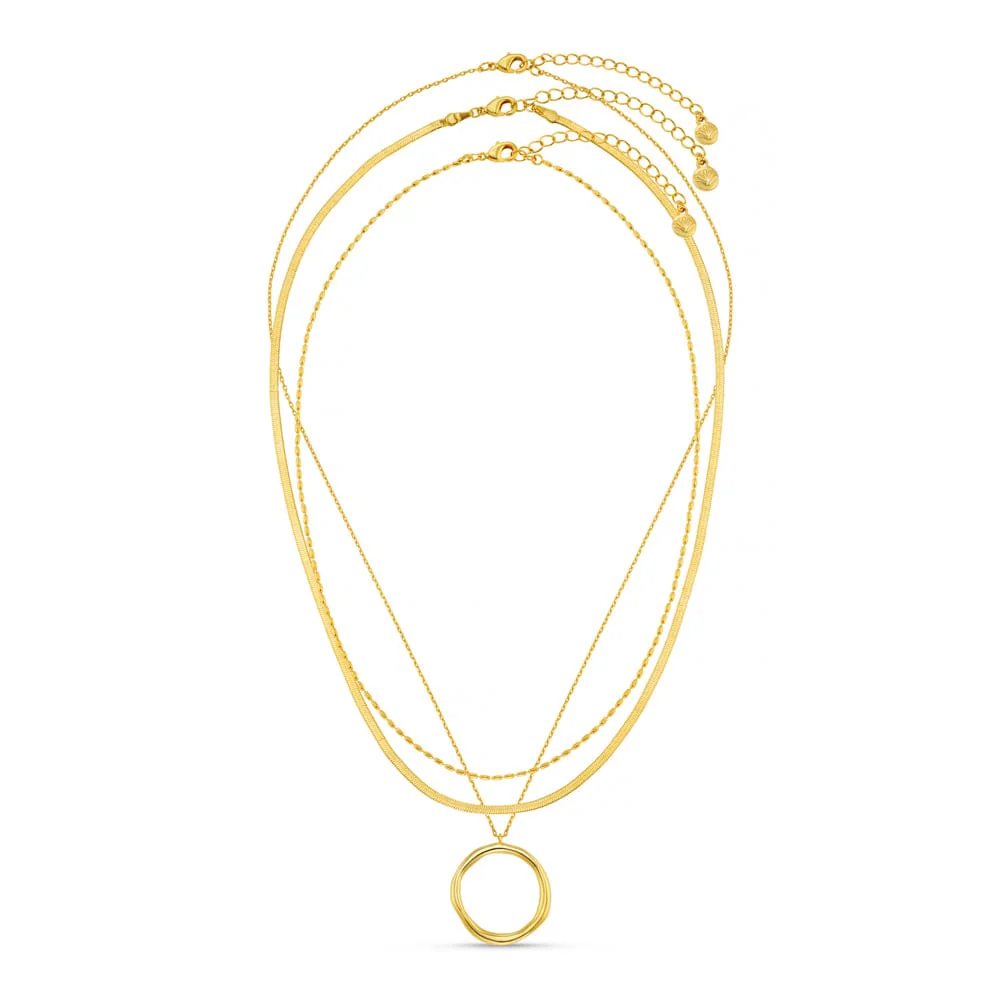 Organic Open Circle Three Row Necklace - Image 4