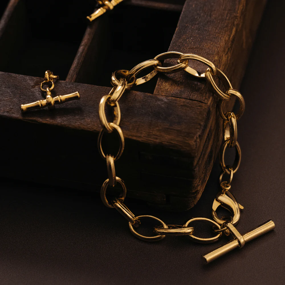 Oval Link T-Bar Drop Bracelet - Image 3