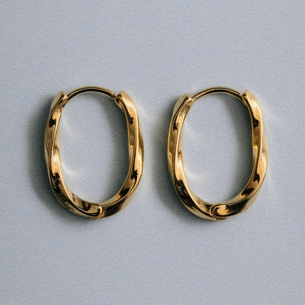 Oval Twist Hoop Earrings - Image 3