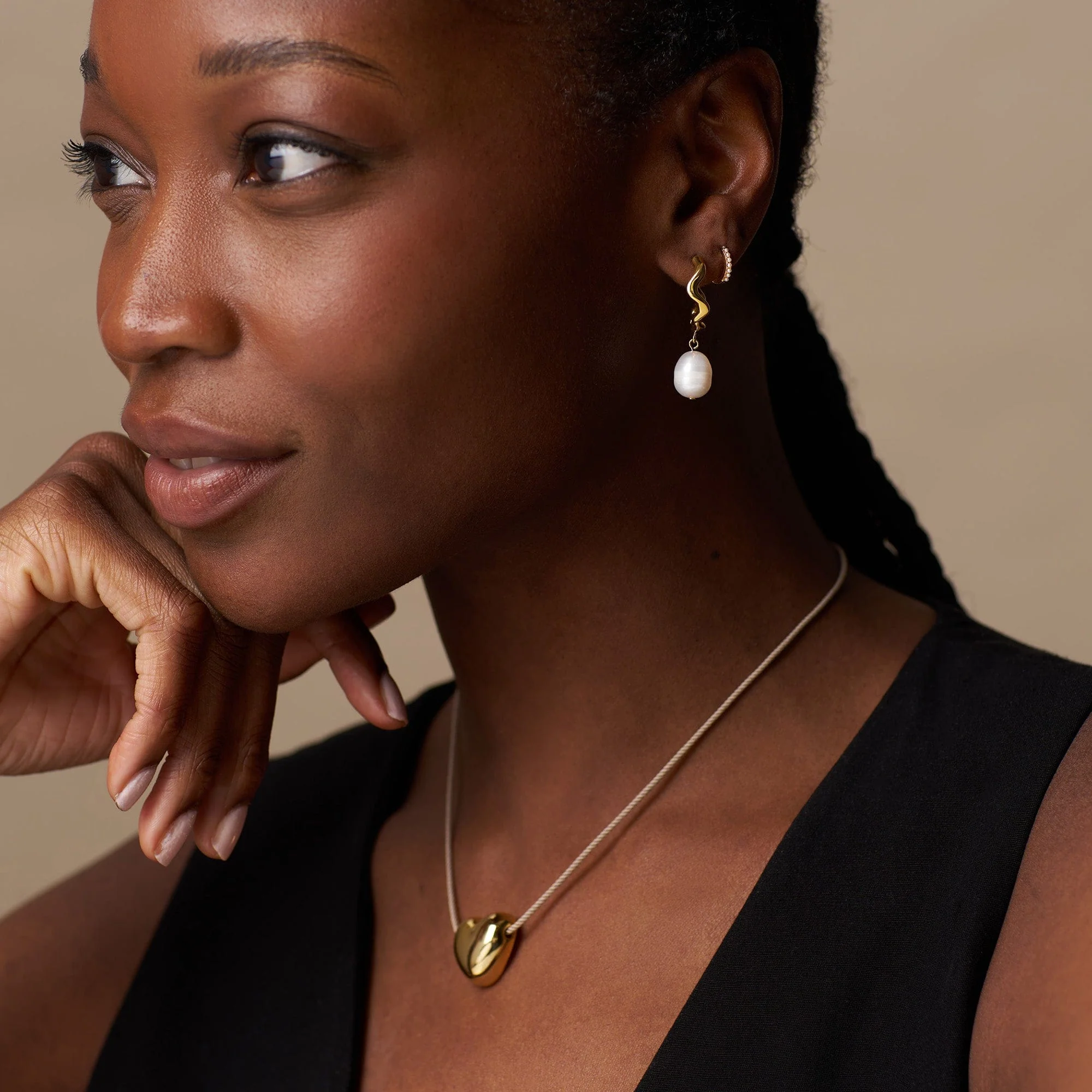 Pearl Mini Micro Hoop Earrings - Image 2