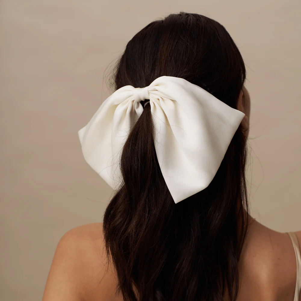 Oversized Bow Barrette - Cream - Image 2