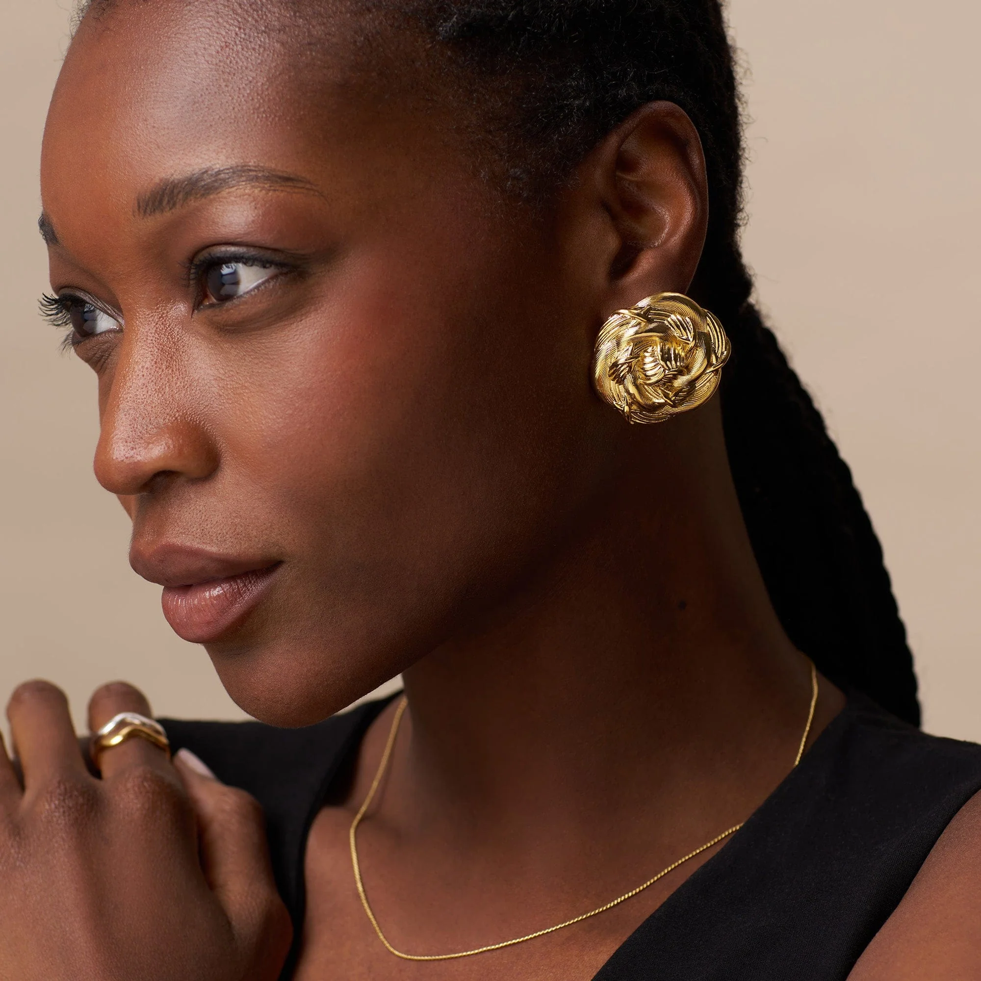 Oversized Statement Rosette Stud Earrings - Image 2