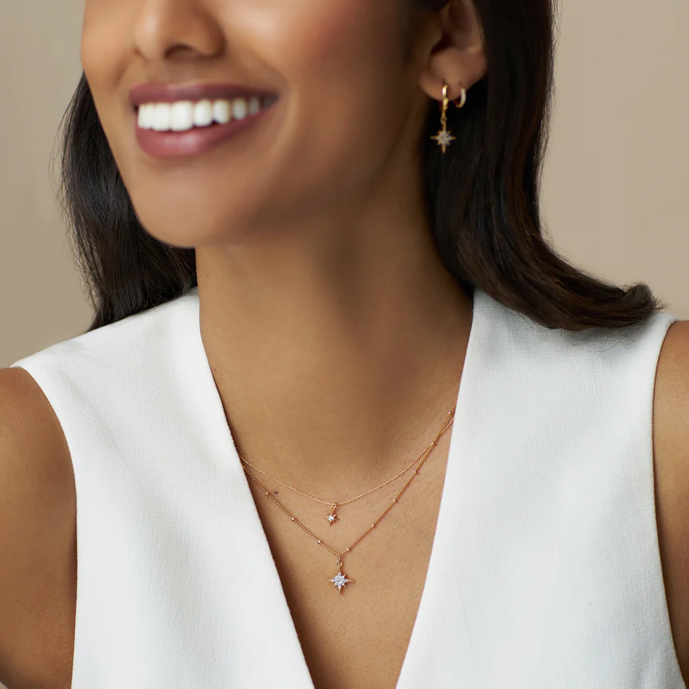 Pavé Starburst Satellite Chain Necklace - Image 2