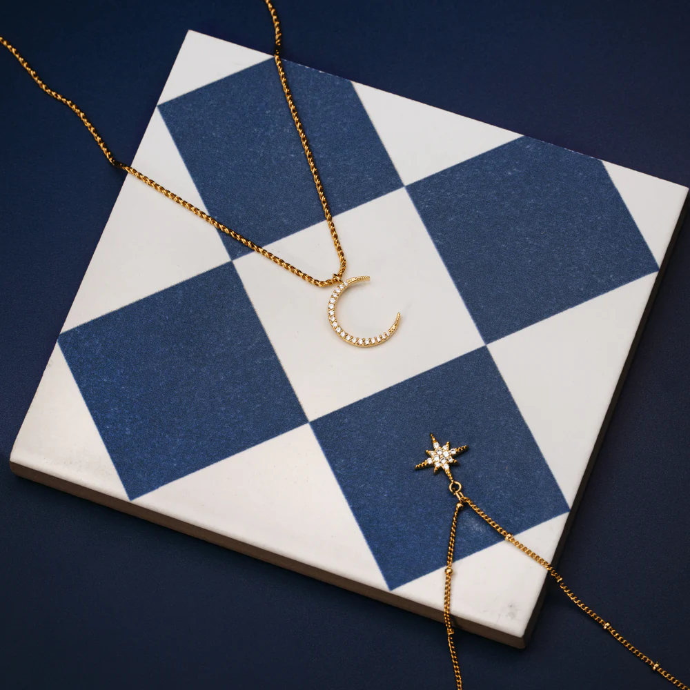 Pavé Starburst Satellite Chain Necklace - Image 4