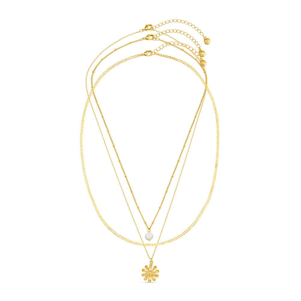 Pearl & Daisy 3-Row Necklace - Image 4