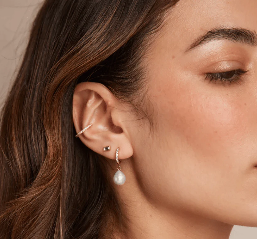 Pearl Drop Pavé Huggie Hoop Earrings & Candle Gift Box - Image 2