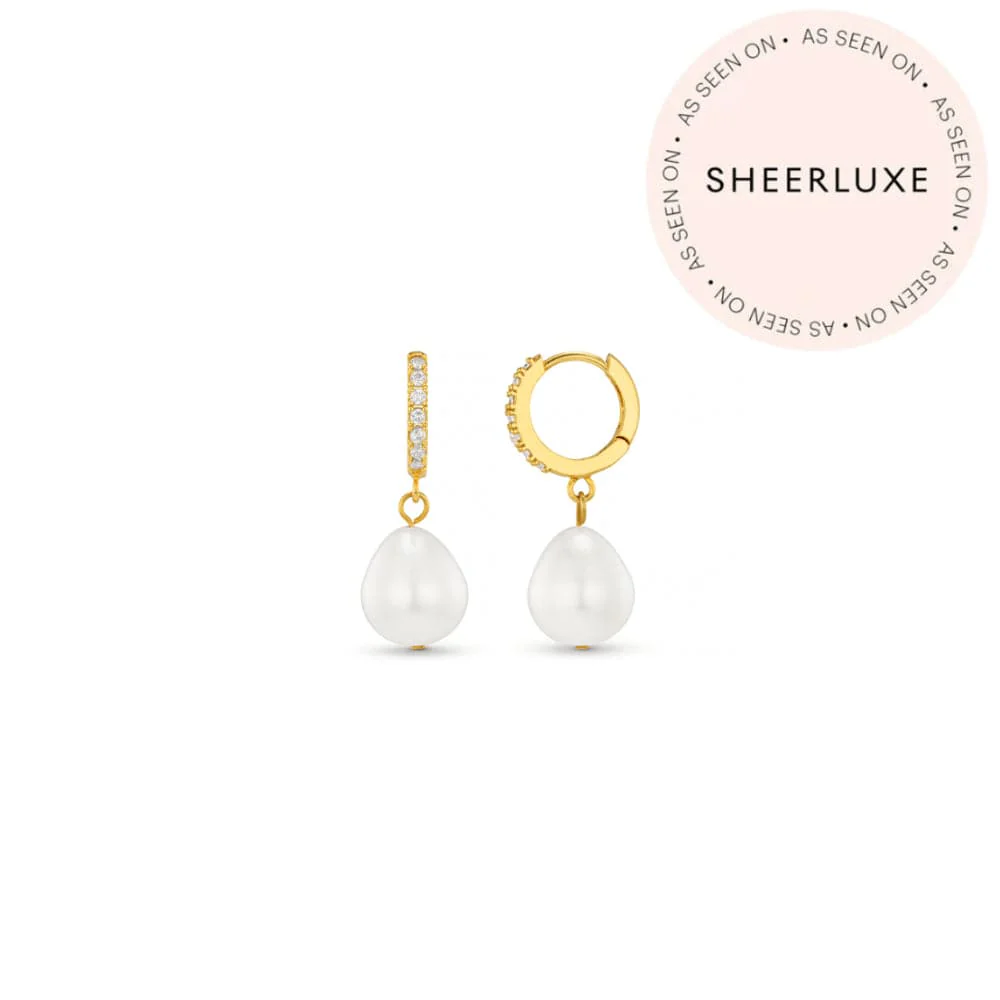 Pearl Drop Pavé Huggie Hoop Earrings & Candle Gift Box - Image 3