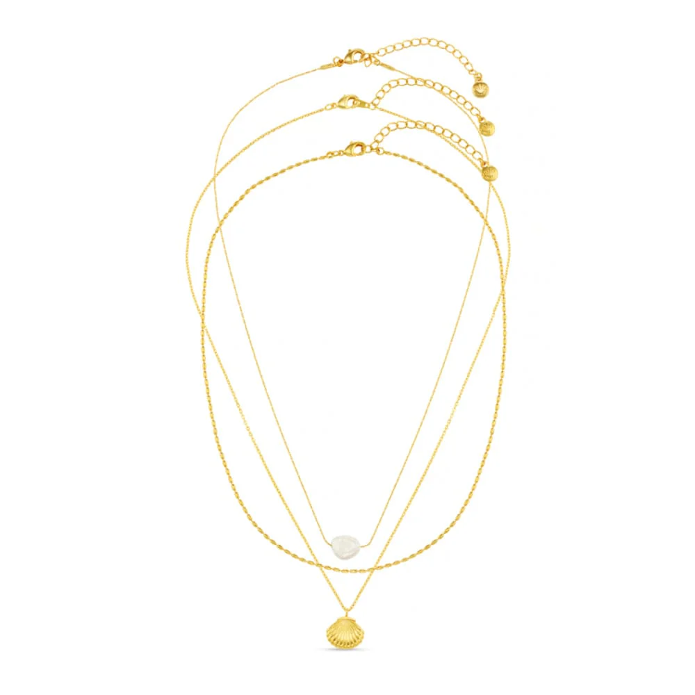 Pearl & Shell 3-Row Necklace - Image 3