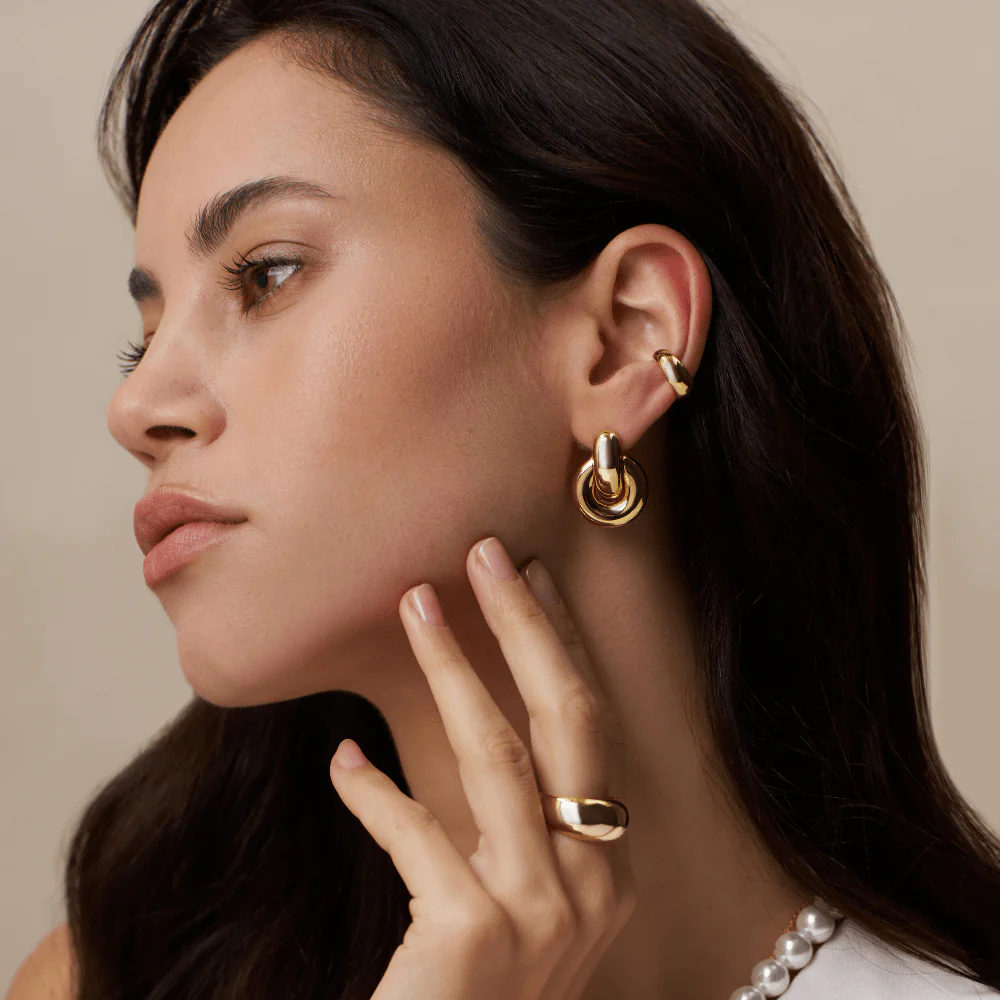 Polished Domed Ear Cuff - Gold - Image 2