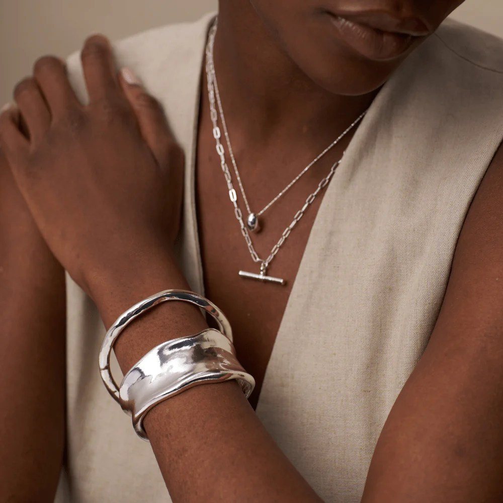 Polished Drop Chain Necklace - Silver - Image 4