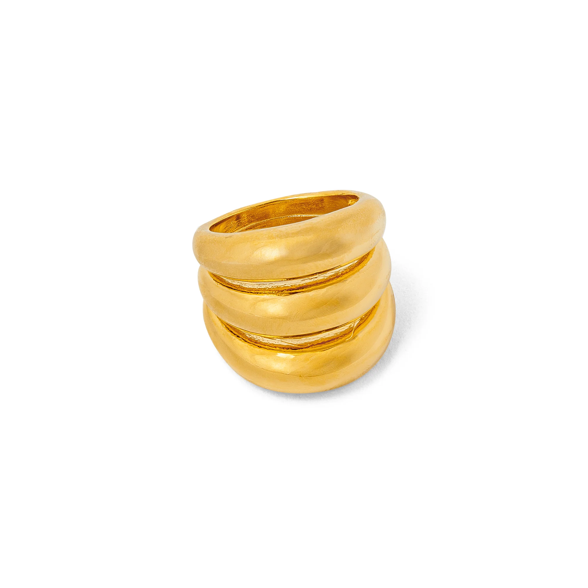 Polished Triple Domed Ring - Gold - Image 5