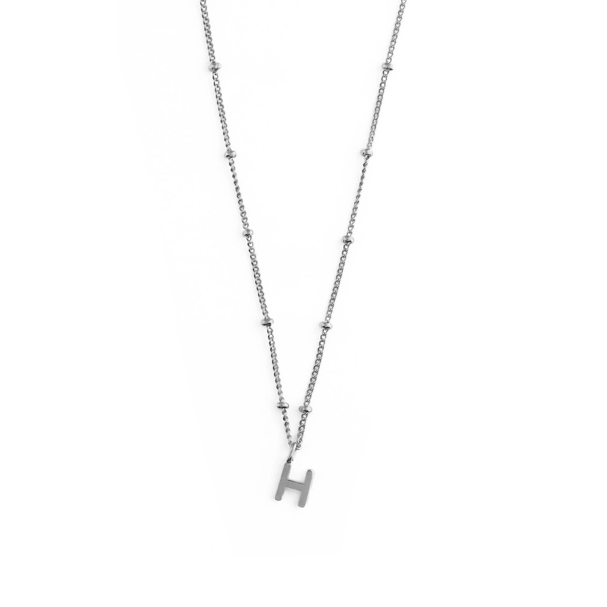 Satellite Chain Initial Necklace - Silver - T - Image 10