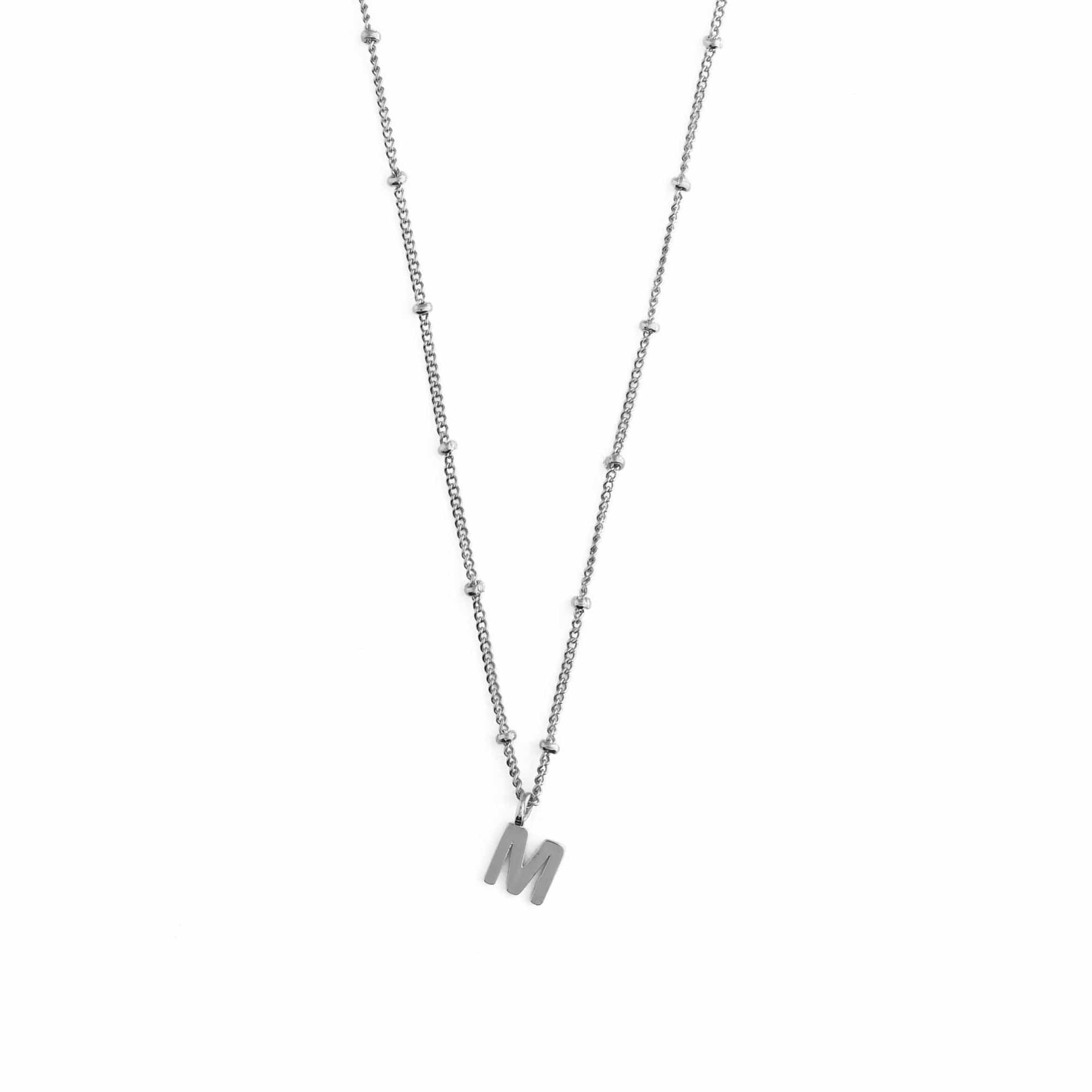 Satellite Chain Initial Necklace - Silver - T - Image 15