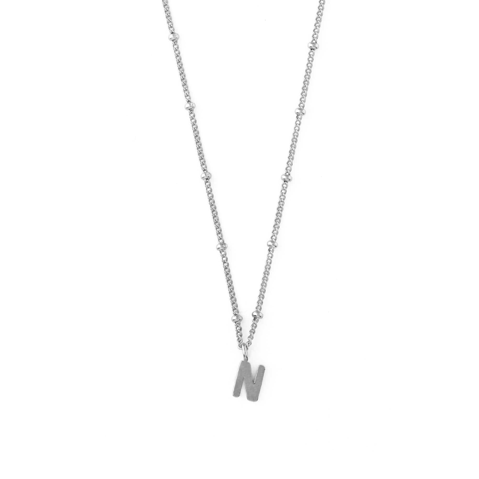 Satellite Chain Initial Necklace - Silver - T - Image 16