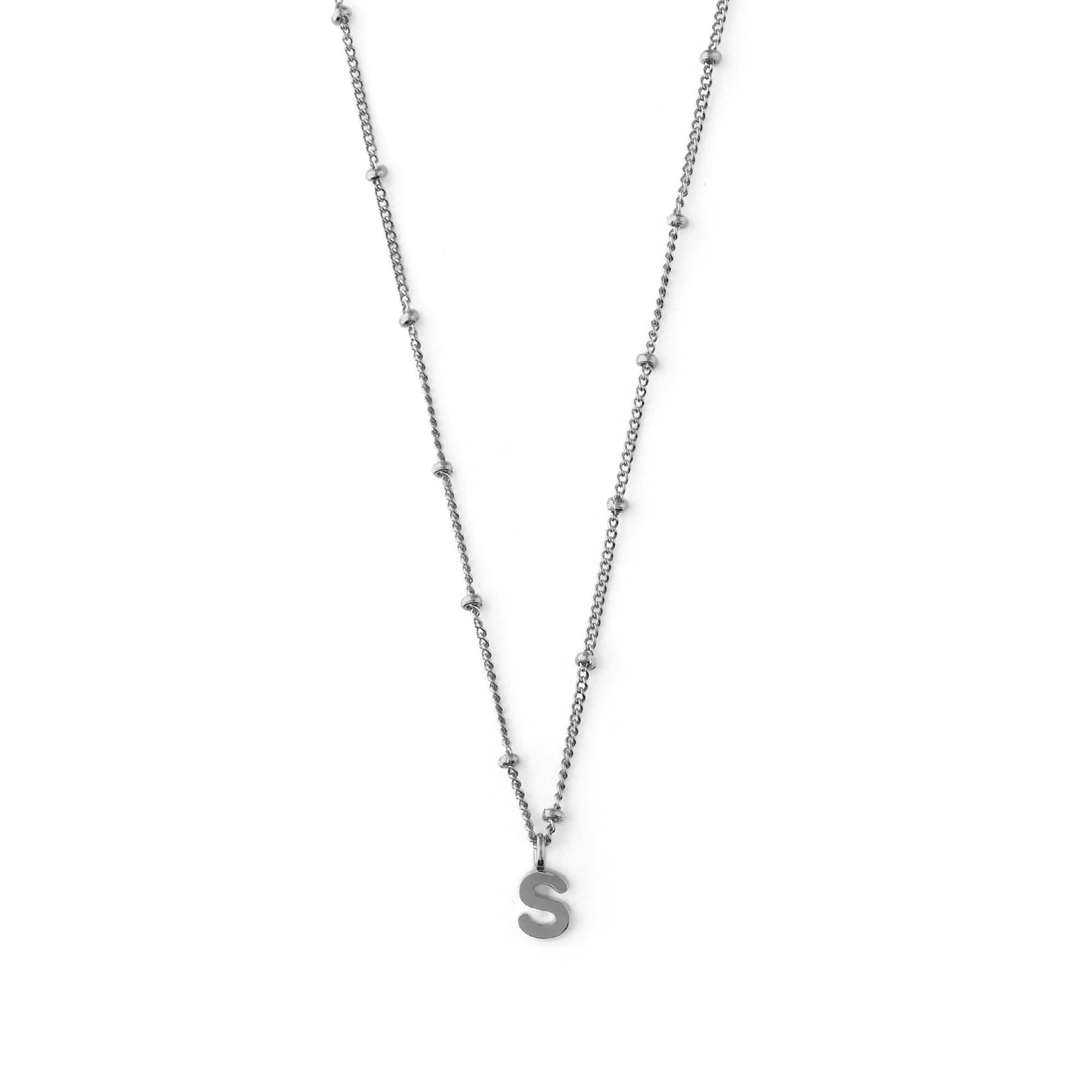 Satellite Chain Initial Necklace - Silver - T - Image 20