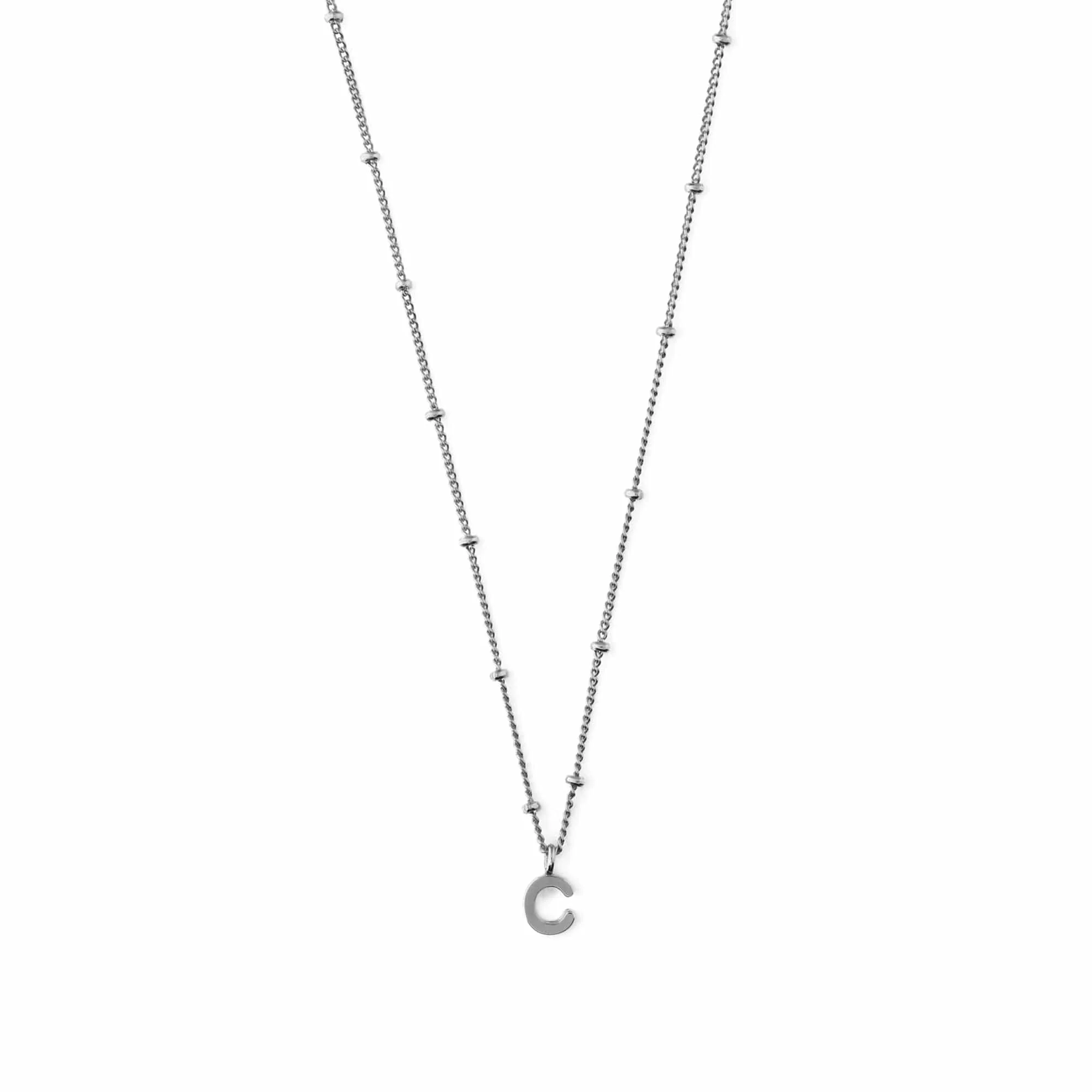 Satellite Chain Initial Necklace - Silver - T - Image 5