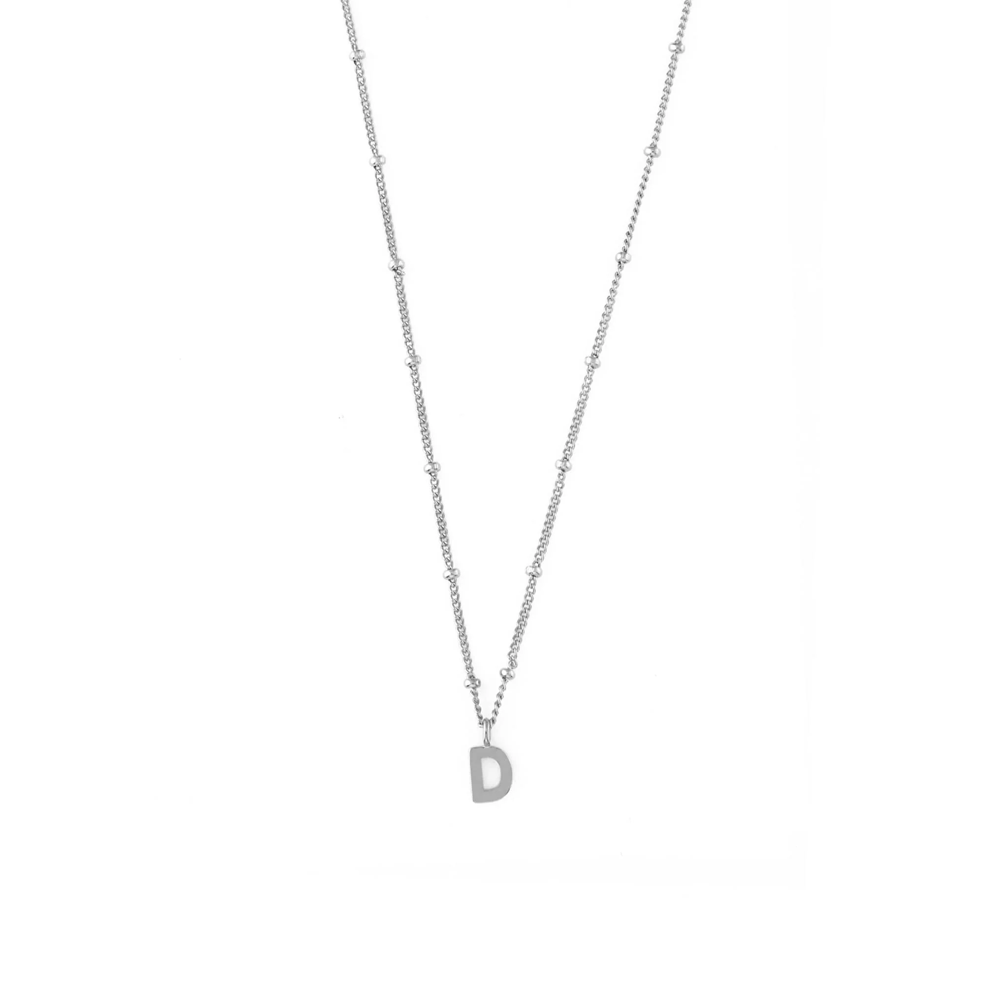 Satellite Chain Initial Necklace - Silver - T - Image 6