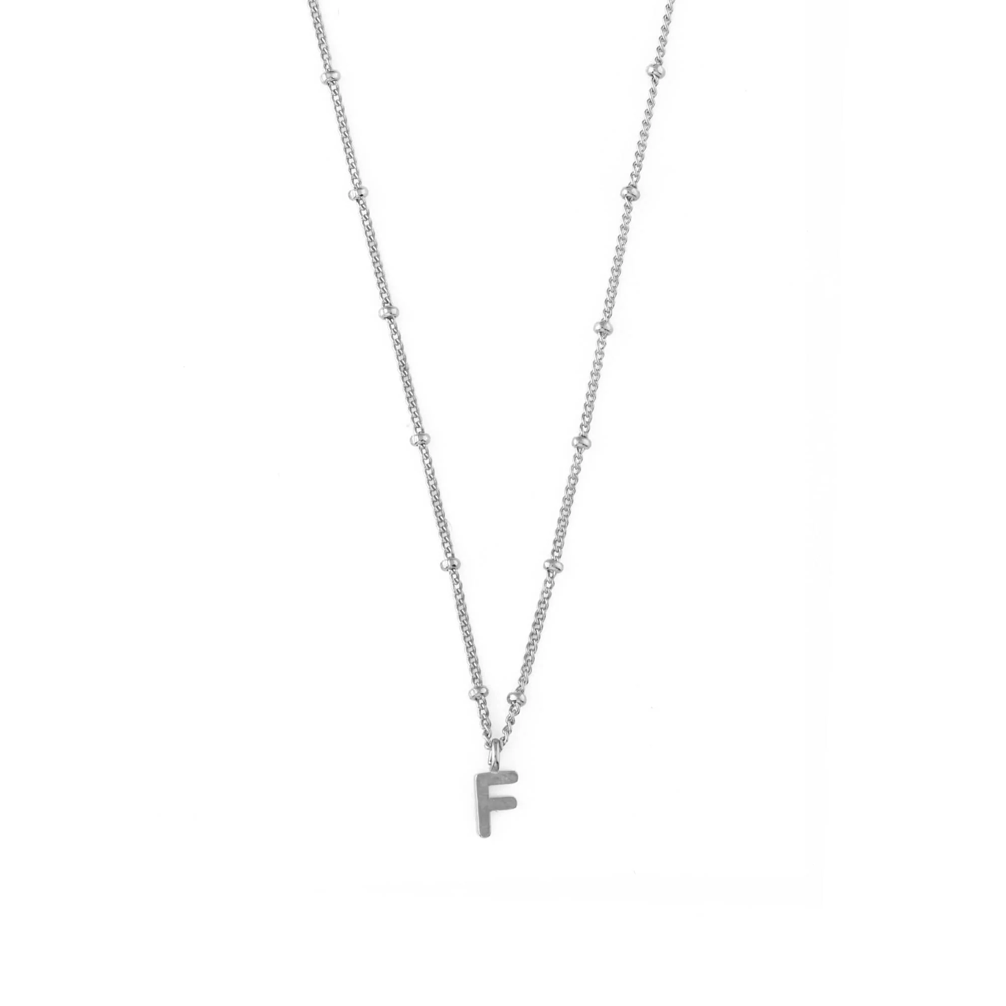 Satellite Chain Initial Necklace - Silver - T - Image 8