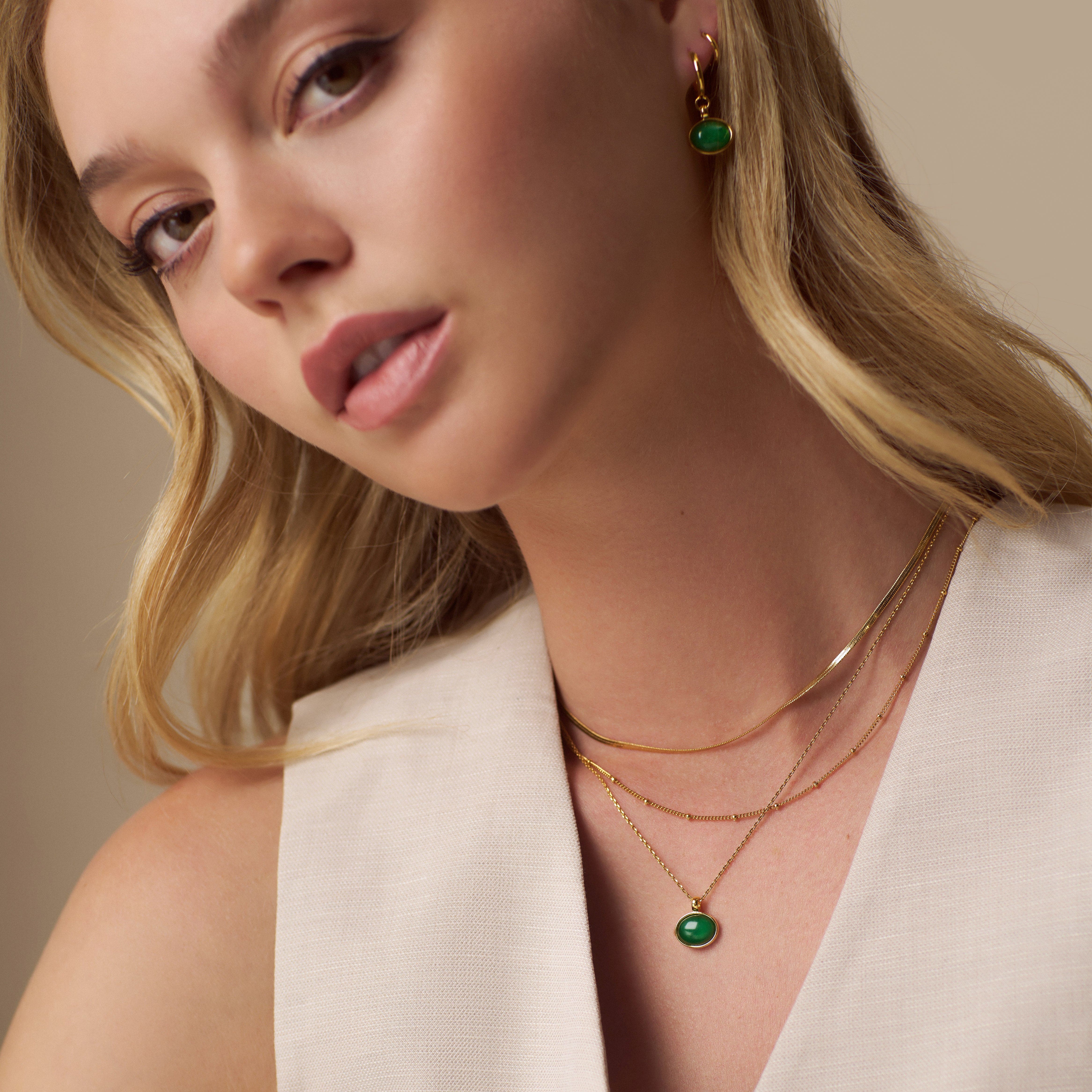 Semi-Precious Green Jade Pendant Necklace - Image 2