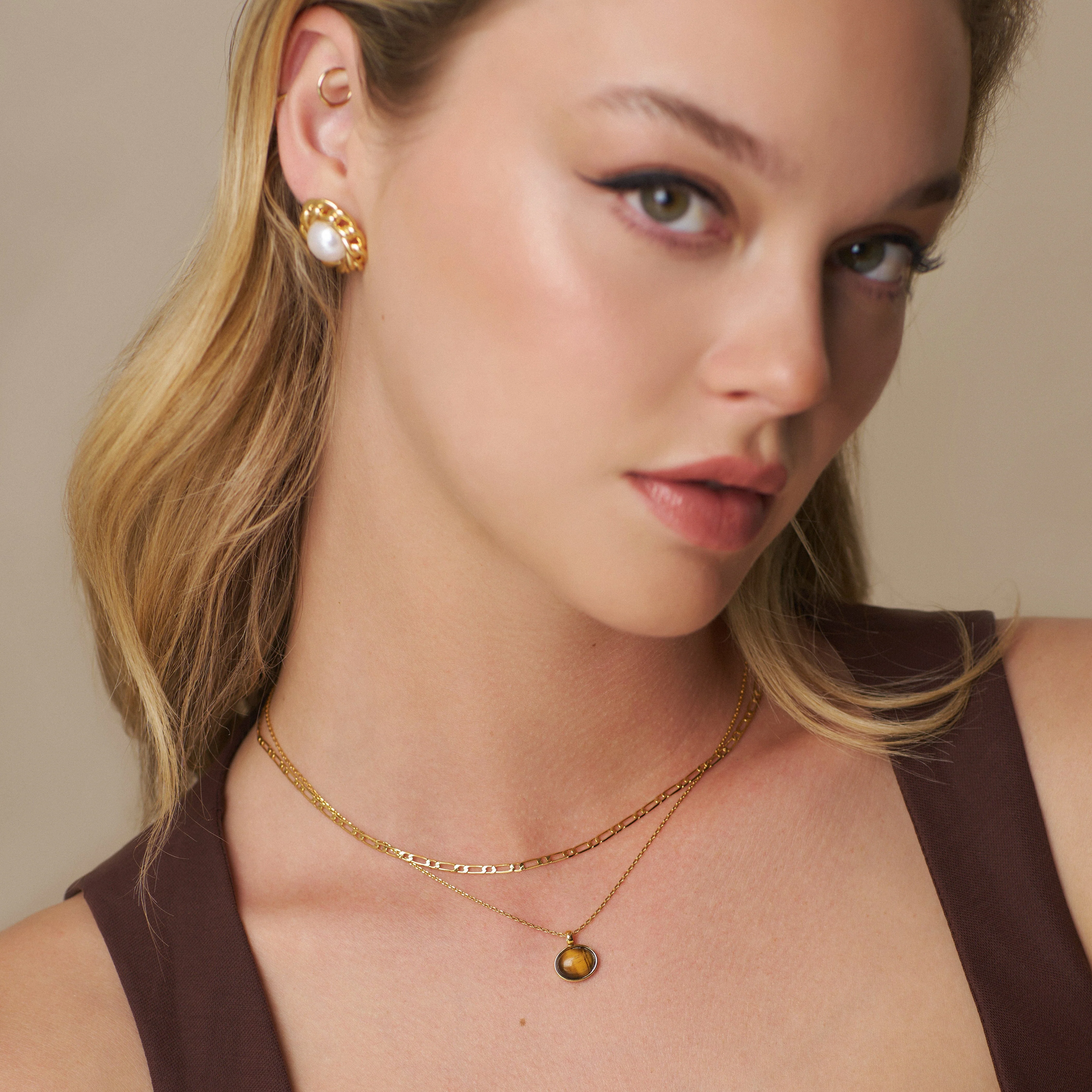 Semi-Precious Tiger's Eye Pendant Necklace - Image 2