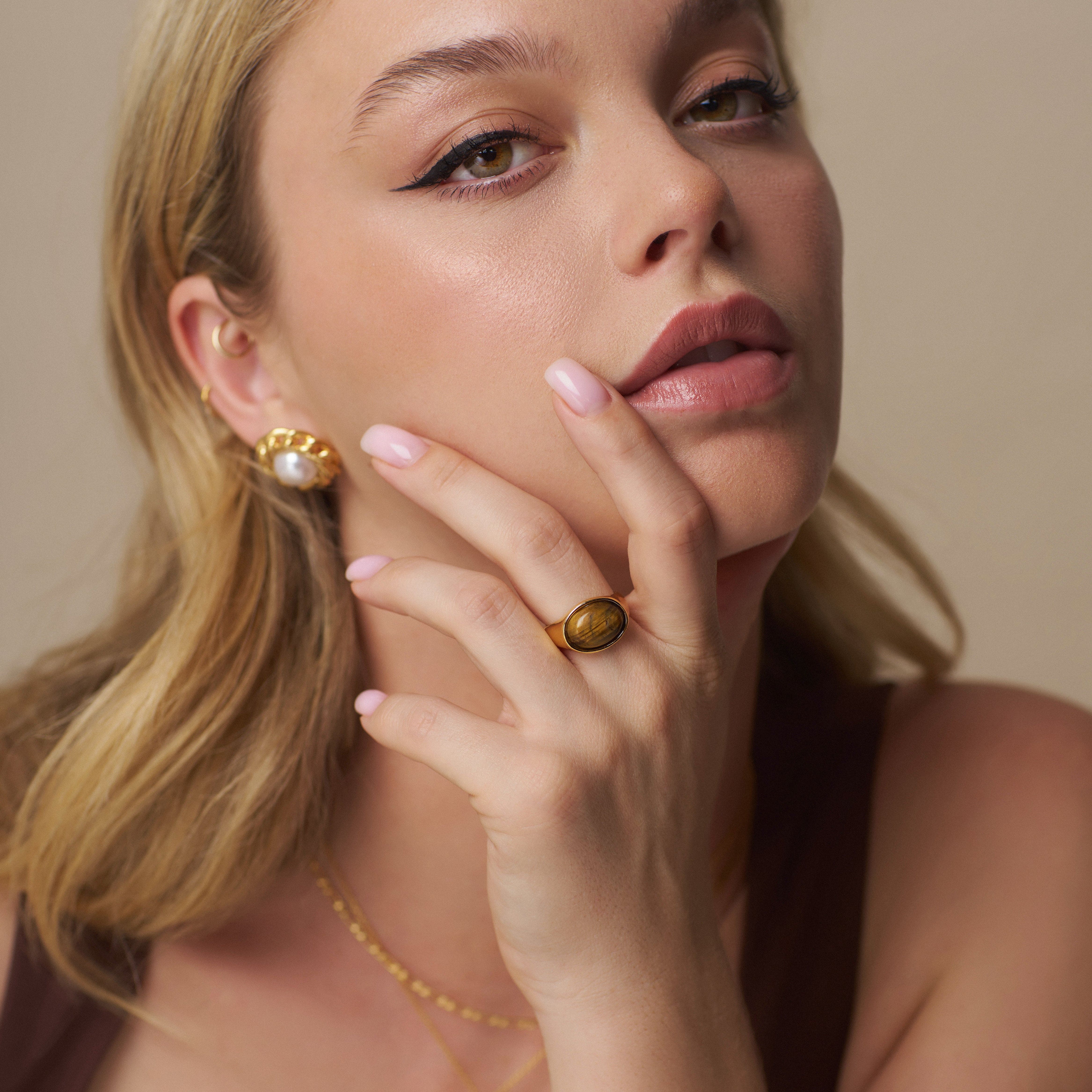 Semi-Precious Tiger's Eye Statement Ring - Image 2