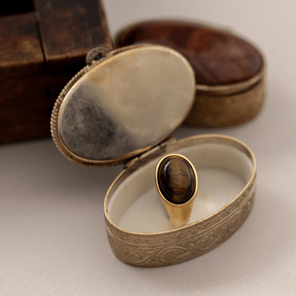 Semi-Precious Tiger's Eye Statement Ring - Image 3
