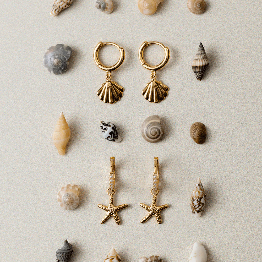 Shell Pavé Huggie Hoop Earrings - Image 3