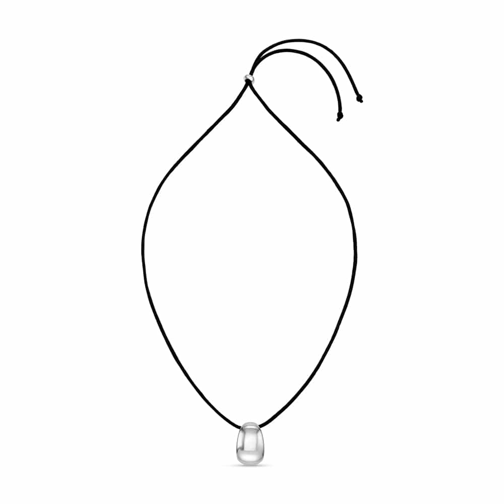 Silver Tapered Pendant Cord Necklace - Image 3