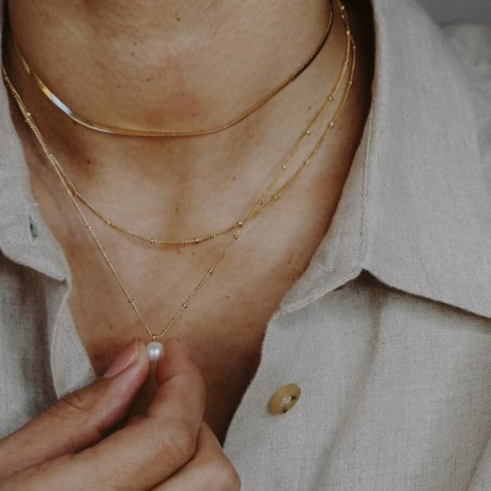 Pearl Satellite Necklace - Gold - Image 4