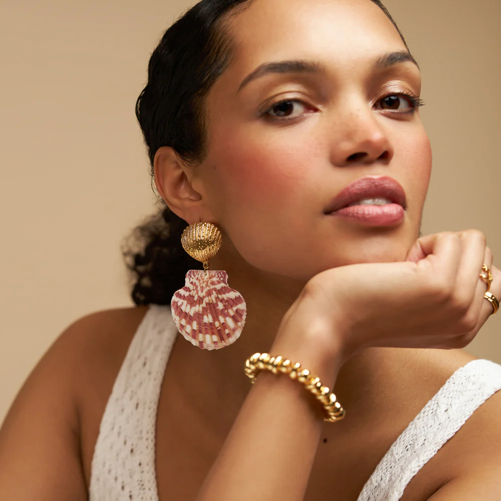 Statement Calico Shell Earrings - Image 2